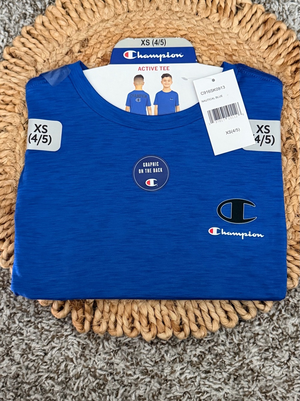 Champion Boys' Active Tee - Nautical Blue with Black Logo